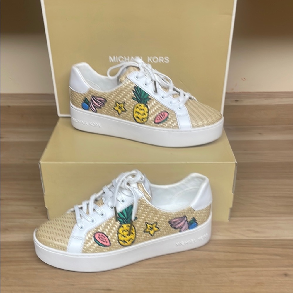 Michael Kors Women's White and Tan Sneakers